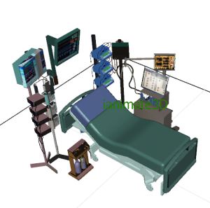 3D Hospital Room with ICU Equipment