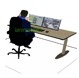 3D Man Working at Computer